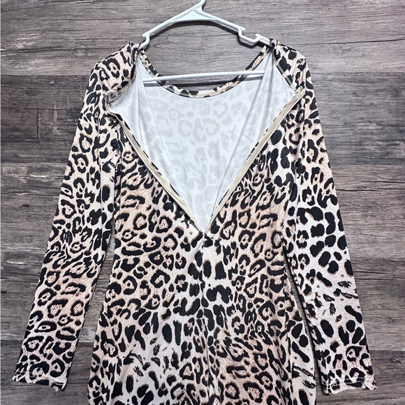 Chic Leopard Animal Print Jumpsuit Bodysuit Womens - Picture 4 of 6